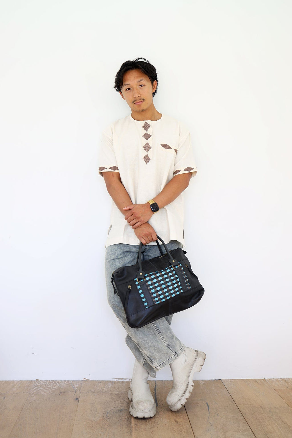 ShopYego Bags Onyx & Turquoise Goba Mini Duffel Bag