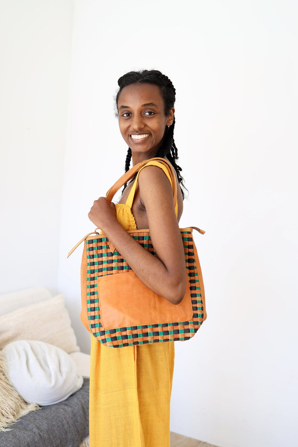 ShopYego Bags Sand and Green Jimma Tote Bag