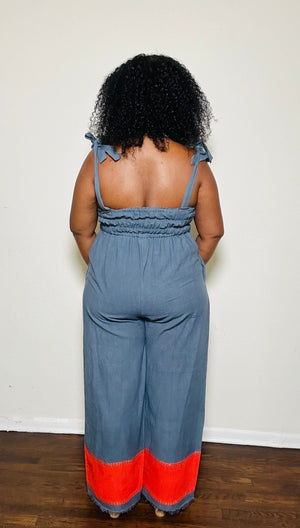 ShopYego Jumpsuits Blue-Grey & Rouge II Sebie Jumpsuit