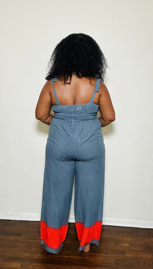 ShopYego Jumpsuits Blue-Grey & Rouge Sebie Jumpsuit