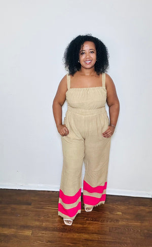 ShopYego Jumpsuits Desert Khaki w/Fuschia Blen Jumpsuit