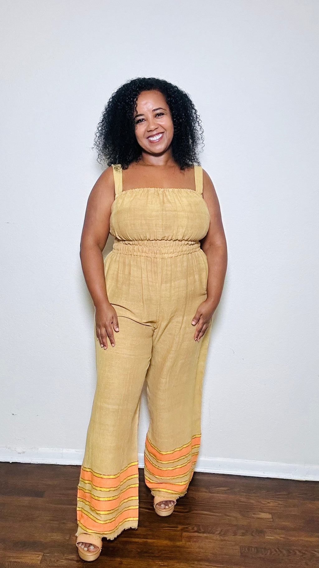 ShopYego Jumpsuits Desert Khaki with Gold Blen Jumpsuit