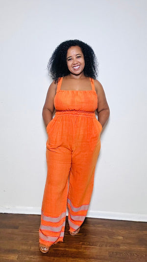 ShopYego Jumpsuits Pumpkin Orange Blen Jumpsuit