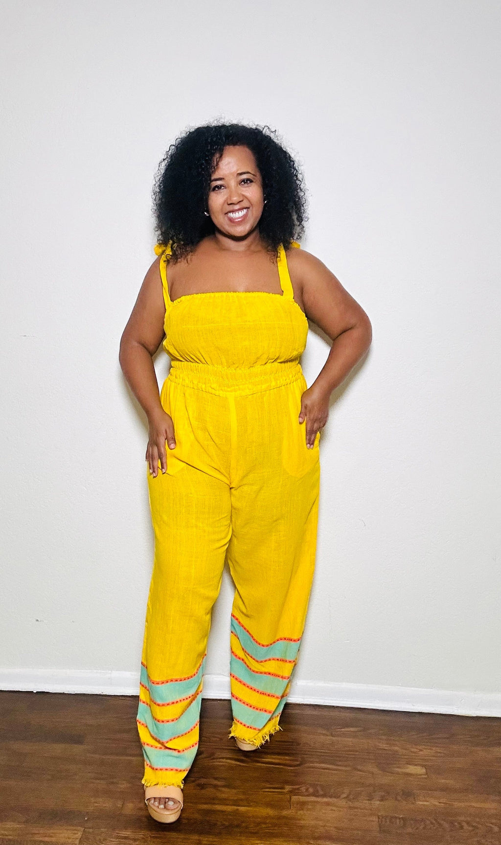 ShopYego Jumpsuits Sunshine & Turquoise Sebie Jumpsuit