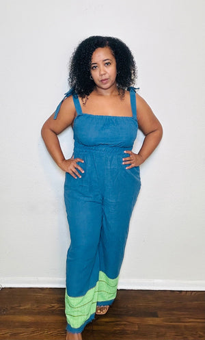 ShopYego Jumpsuits Teal & Lime Sebie Jumpsuit