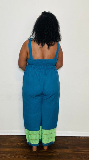 ShopYego Jumpsuits Teal & Lime Sebie Jumpsuit