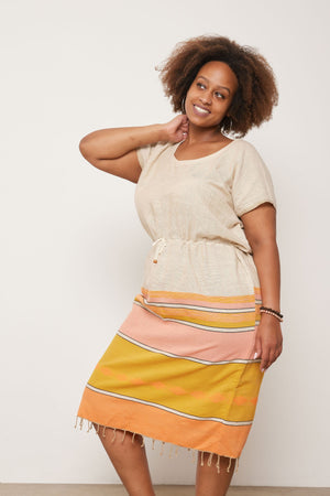 ShopYego Dress Coral & Ochre Saba Dress